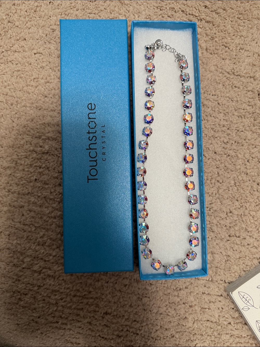 Touchstone Crystal Iridescent Round Crystal Necklace - Multi-Color Sparkle